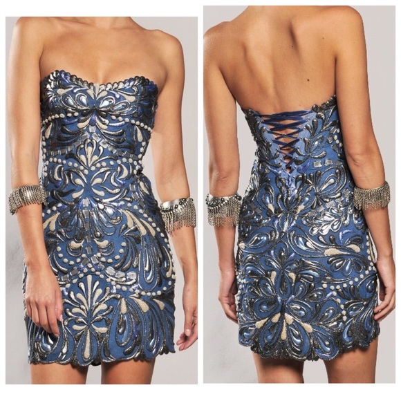 Ema Savahl • Bronze Fluter Hand Painted Dress - Picture 2 of 8